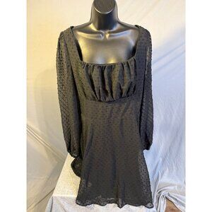 Flowy Sheer Long Sleeve Black Dress Womens Size XL 14/16 Gothic Whimsygoth